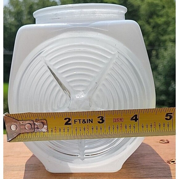 Vintage Milk Glass/Clear Bathroom Fixture Light Shade Globe Star Ribbed - Picture 7 of 11